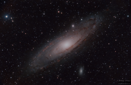 Visible light Andromeda with hydrogen alpha