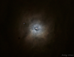 Moon and Jupiter with clouds